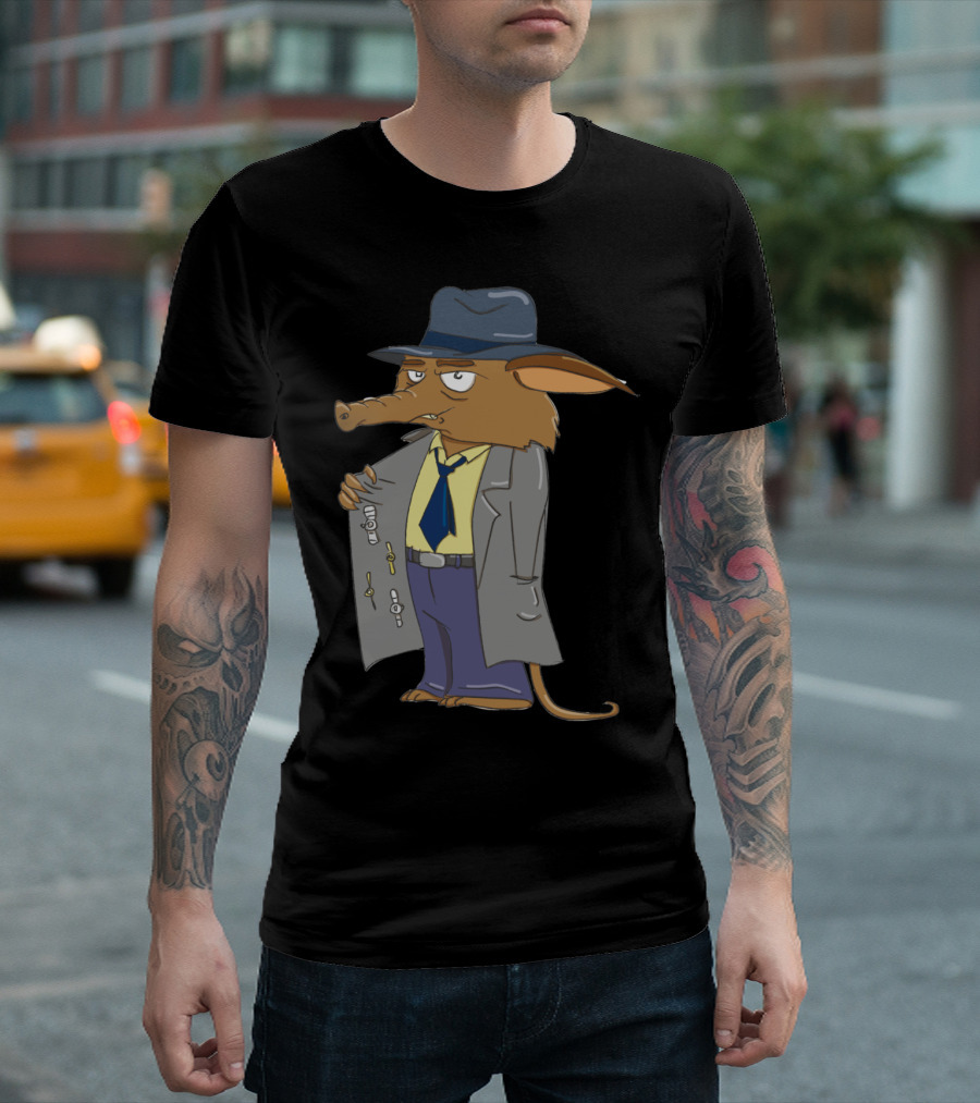 Aardvark Detective In Trench Coat Noir T-Shirt