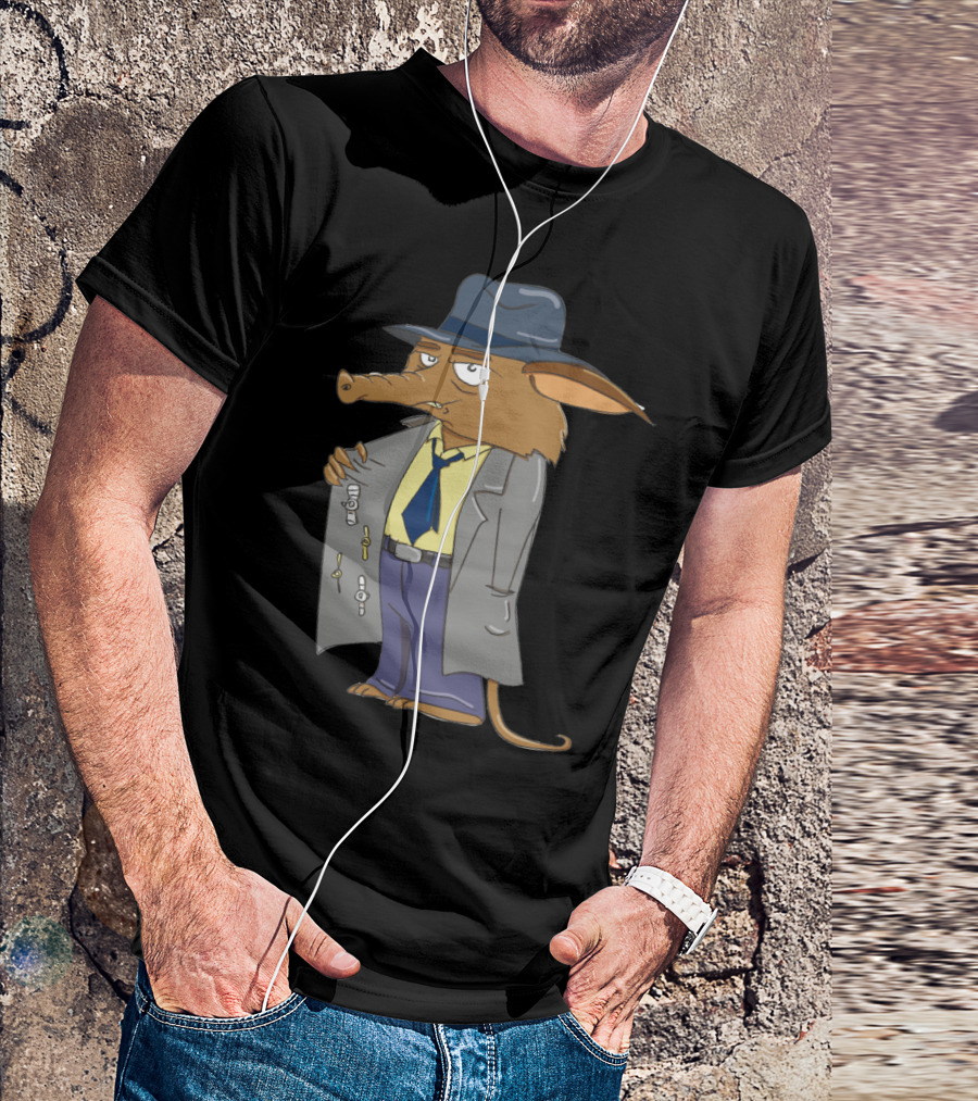 Aardvark Detective In Trench Coat Noir T-Shirt