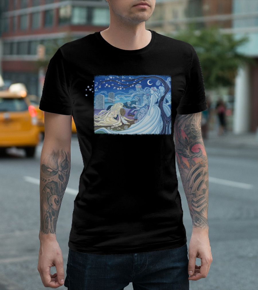 Giselle and Wilis Moonlit Dance Under the Blossoming Tree T-Shirt