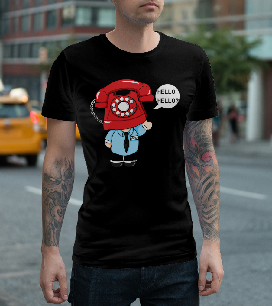 Hello Hello Phone Guy Retro Telephone Head Character T-Shirt