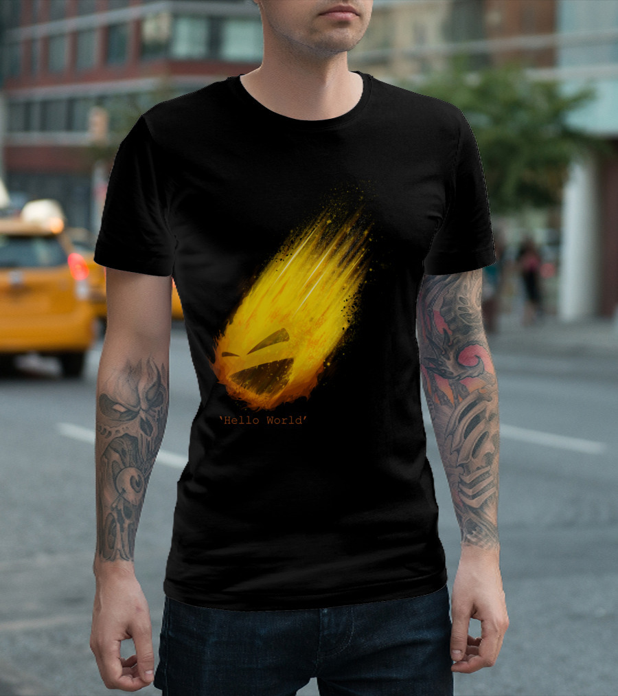 Hello World Flaming Comet with Face T-Shirt