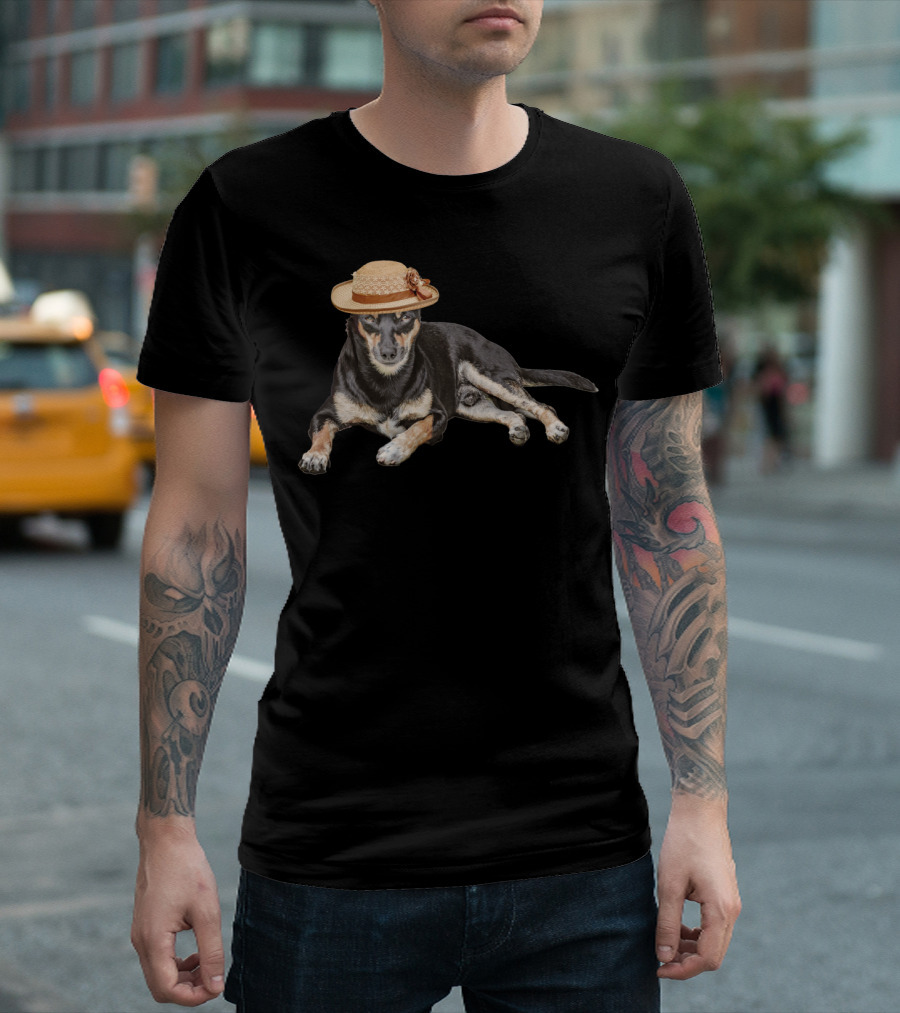Cute Funny Dog in Straw Hat T-Shirt