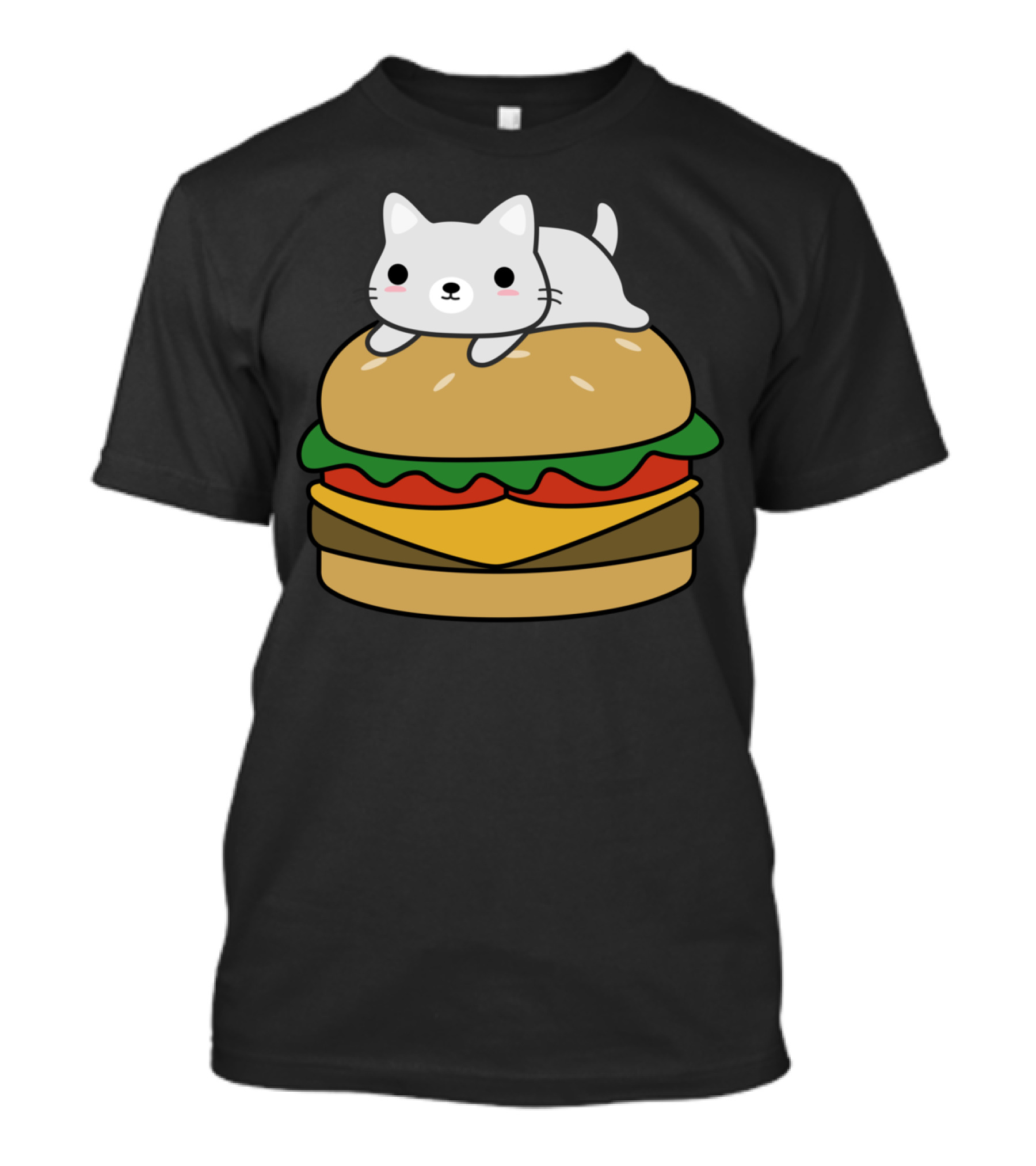 Cute Hamburger Cat On Bun T-Shirt