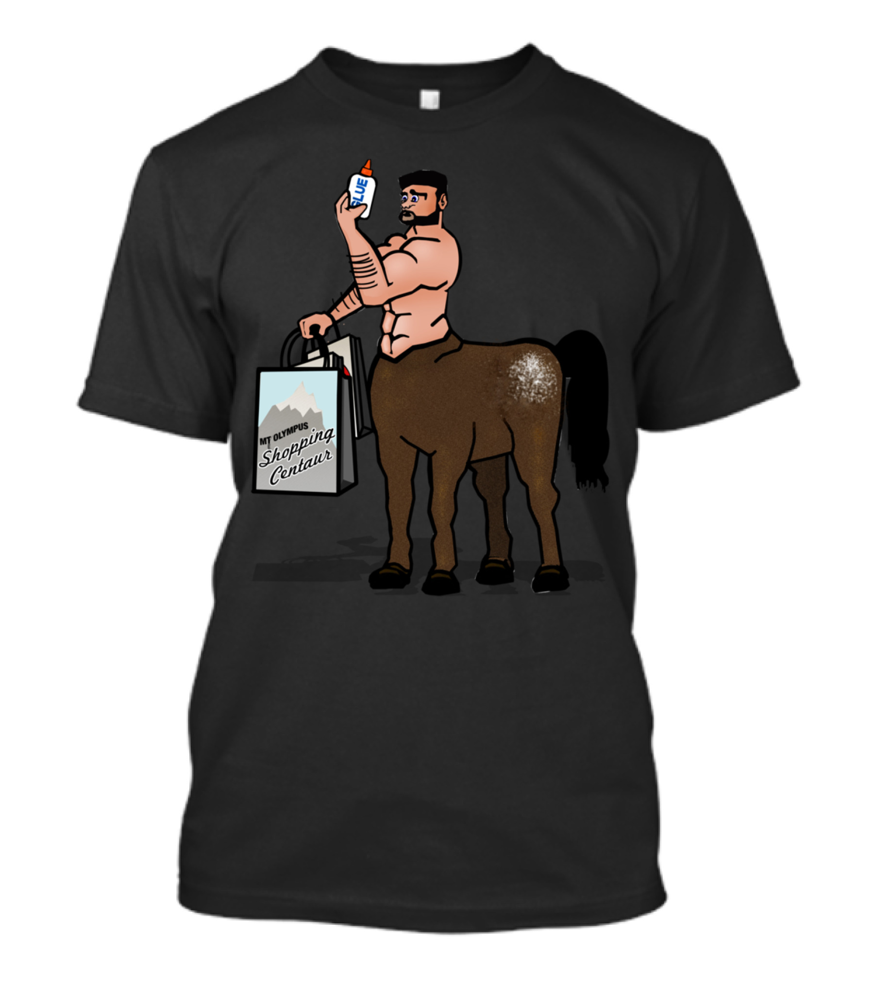 Mt Olympus Shopping Centaur Glue T-Shirt