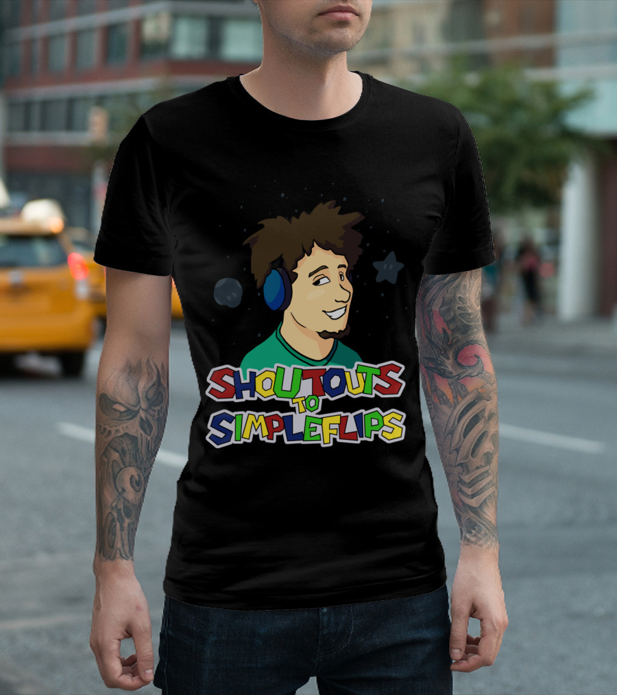 Shoutouts to SimpleFlips Fan Art with Headphones and Stars T-Shirt