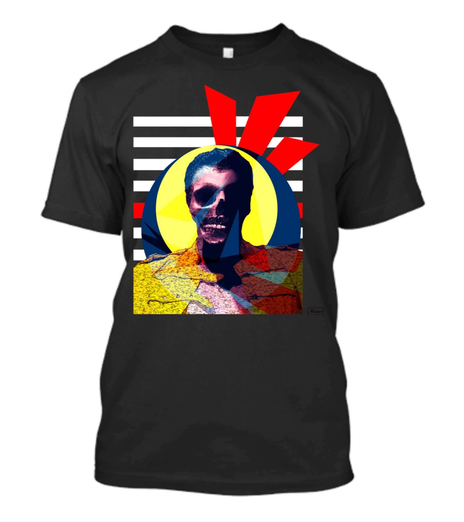Show Man Art Bold Abstract Skull Retro Stripes T-Shirt