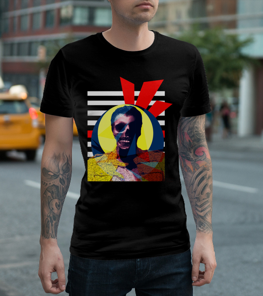 Show Man Art Bold Abstract Skull Retro Stripes T-Shirt