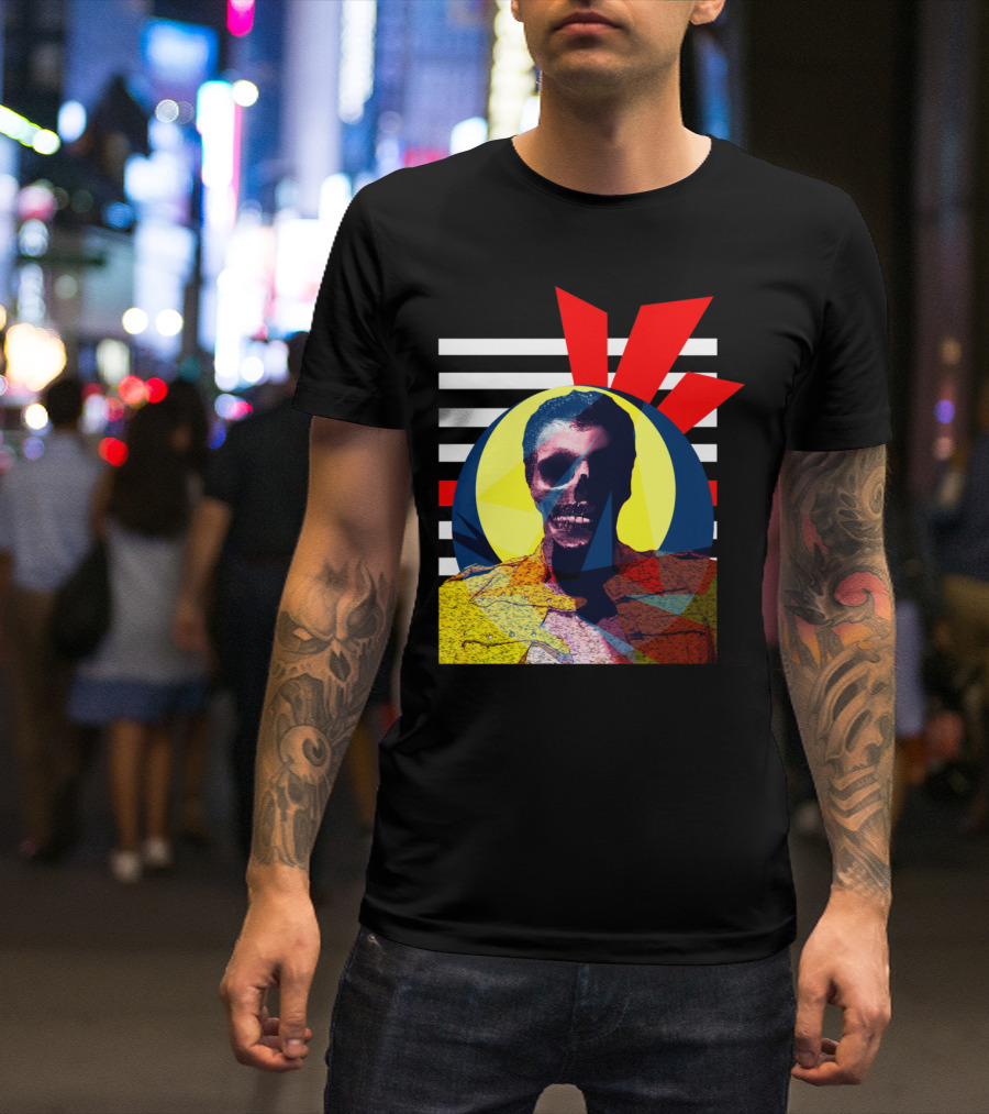 Show Man Art Bold Abstract Skull Retro Stripes T-Shirt