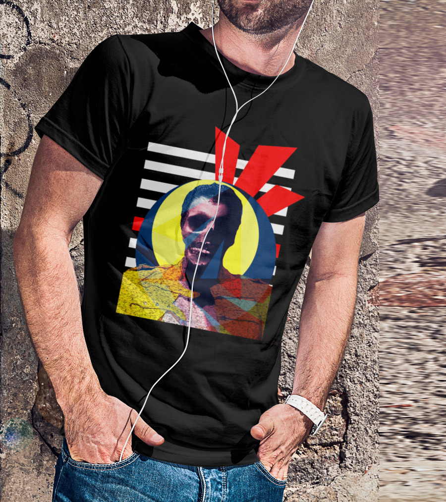 Show Man Art Bold Abstract Skull Retro Stripes T-Shirt