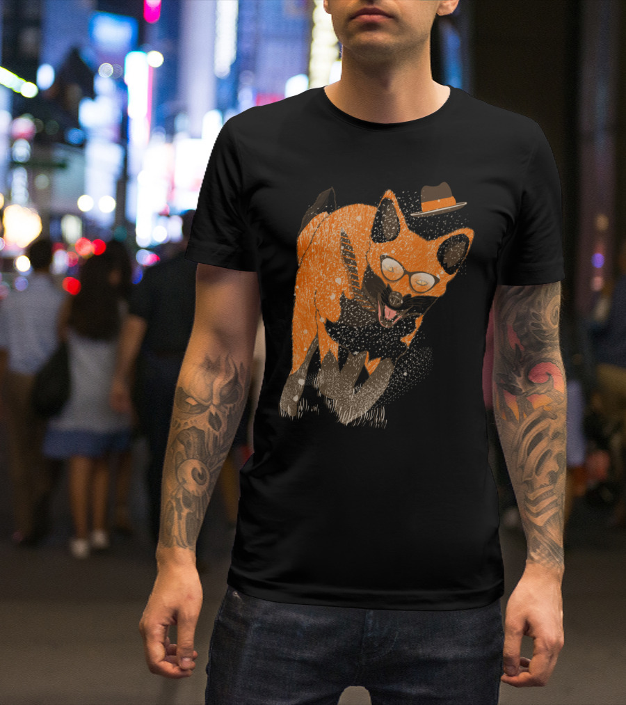Fox In Glasses And Hat Sprinting T-Shirt