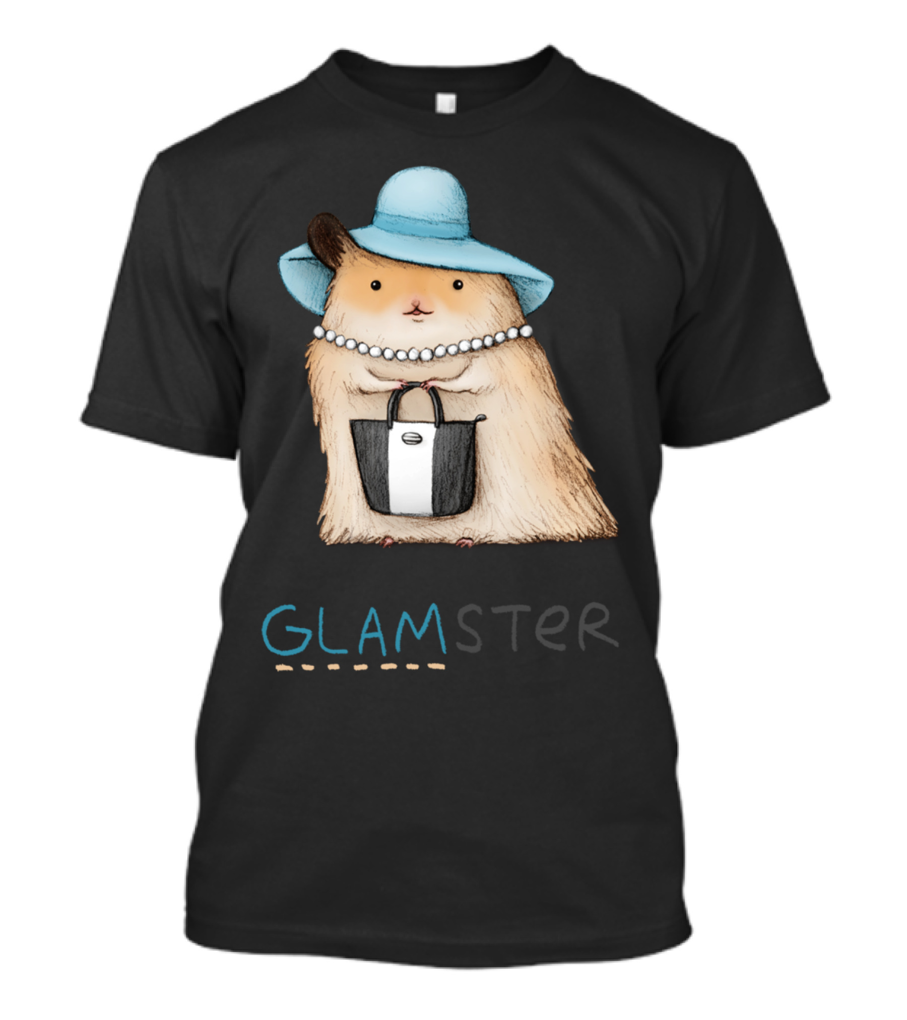 Glamster Chic Hamster With Hat And Pearl Necklace T-Shirt