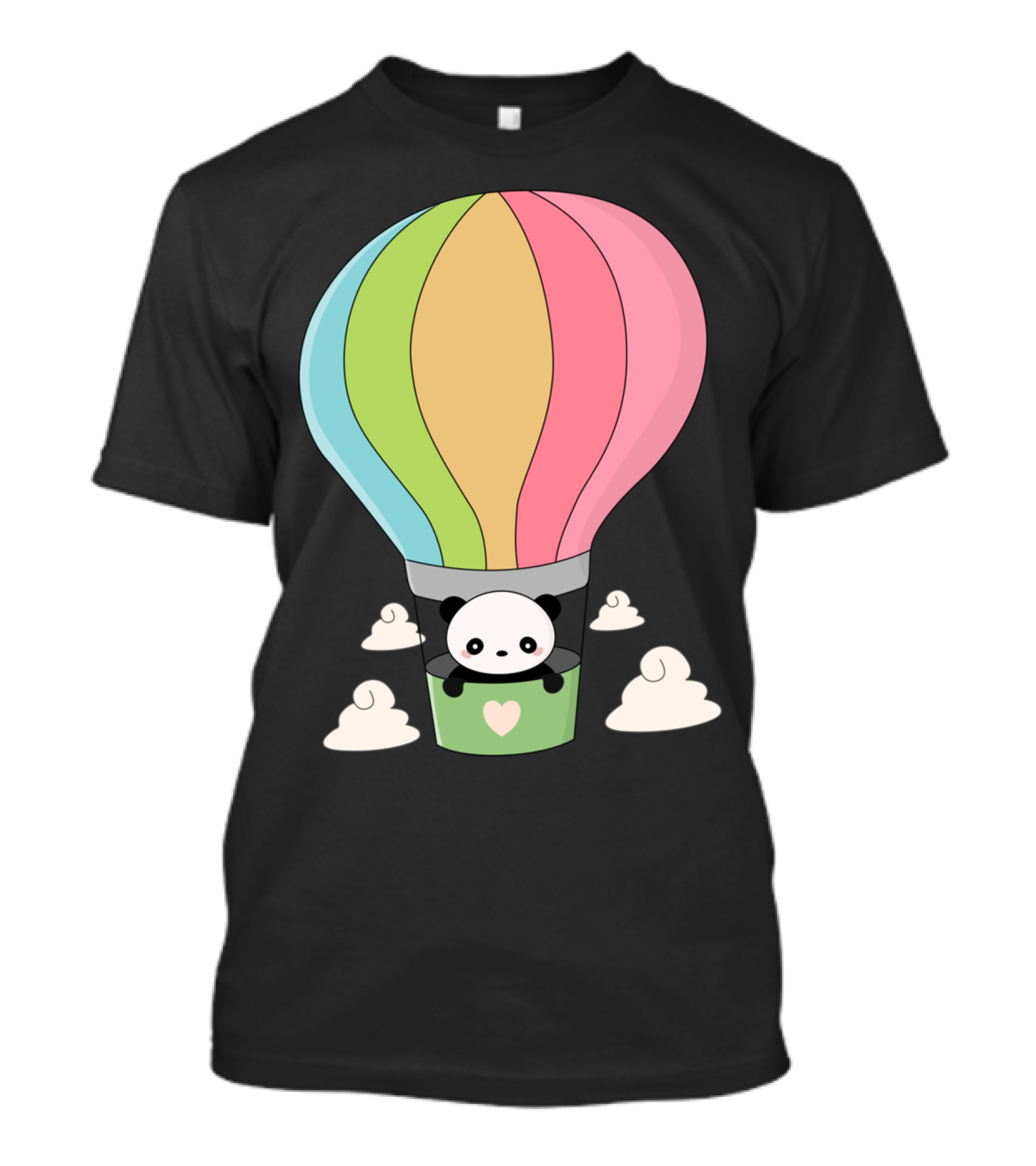 Cute Panda In Pastel Hot Air Balloon Adventure T-Shirt