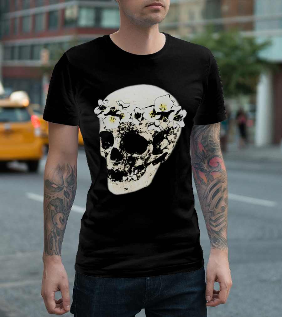 Lady Skull 2 Floral Crown T-Shirt