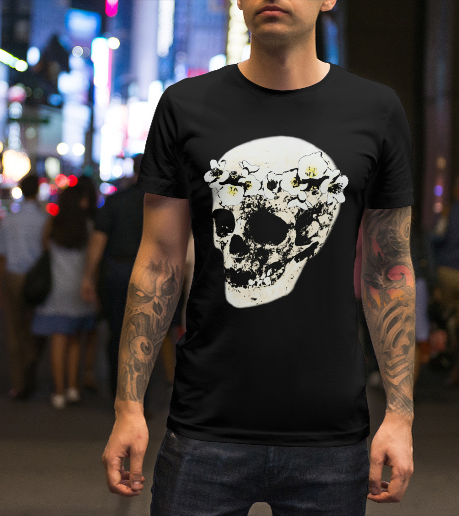 Lady Skull 2 Floral Crown T-Shirt