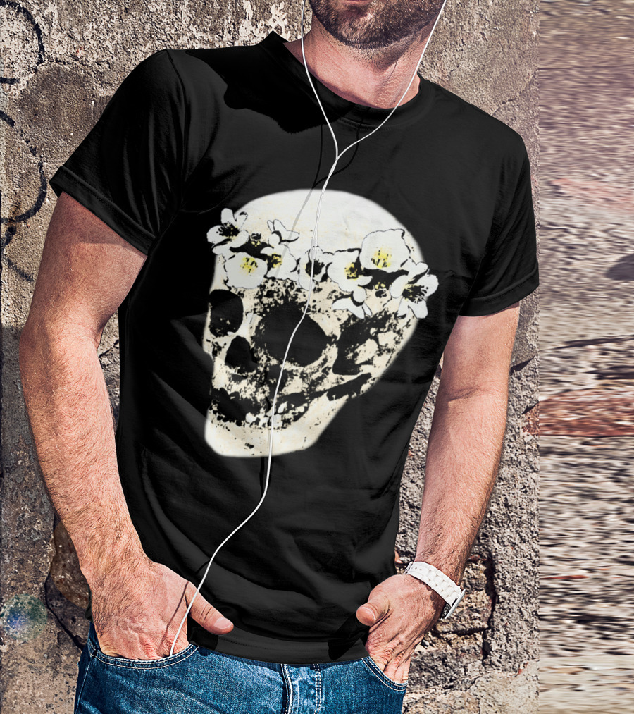 Lady Skull 2 Floral Crown T-Shirt