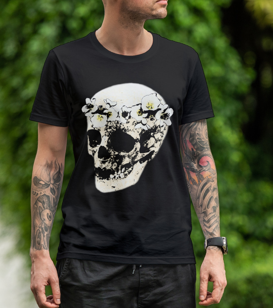 Lady Skull 2 Floral Crown T-Shirt