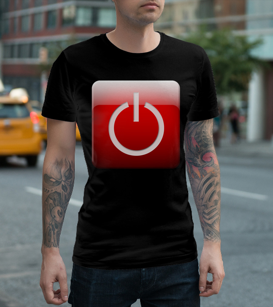Power Icon Shutdown Button Red Square T-Shirt