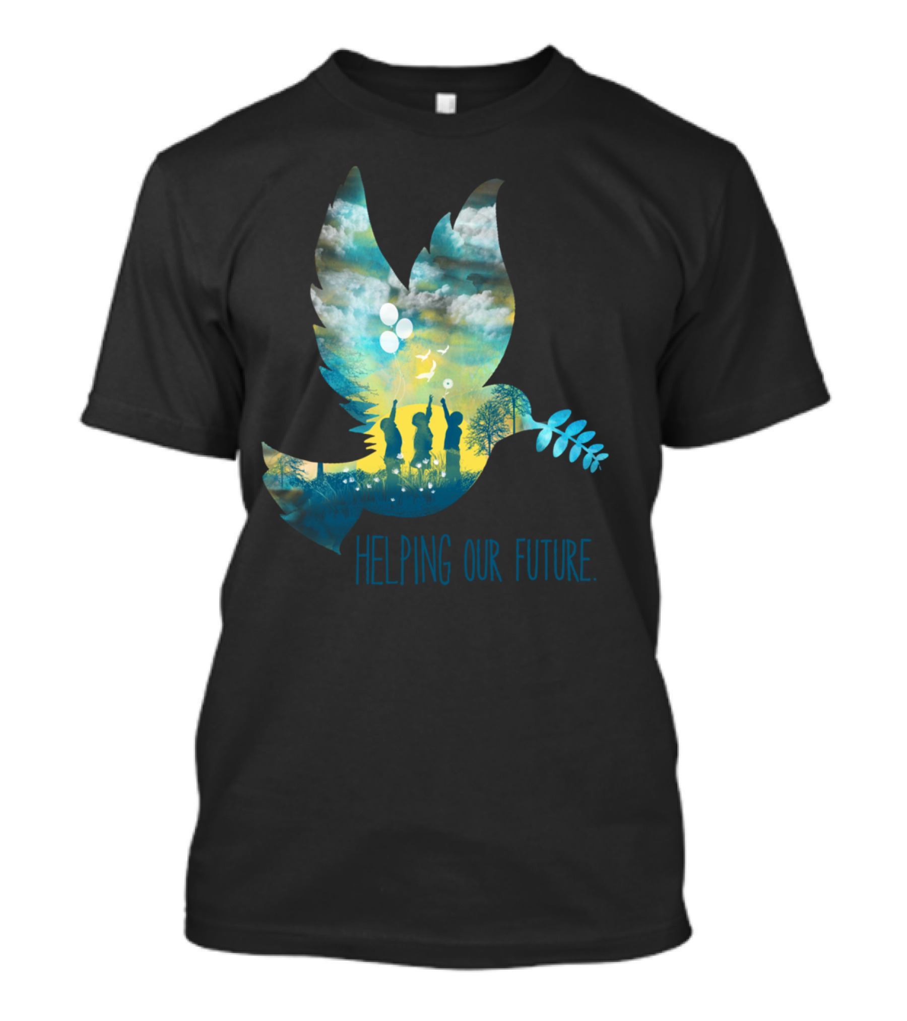 Helping Our Future Dandingeroz Peace Dove With Children And Balloons T-Shirt