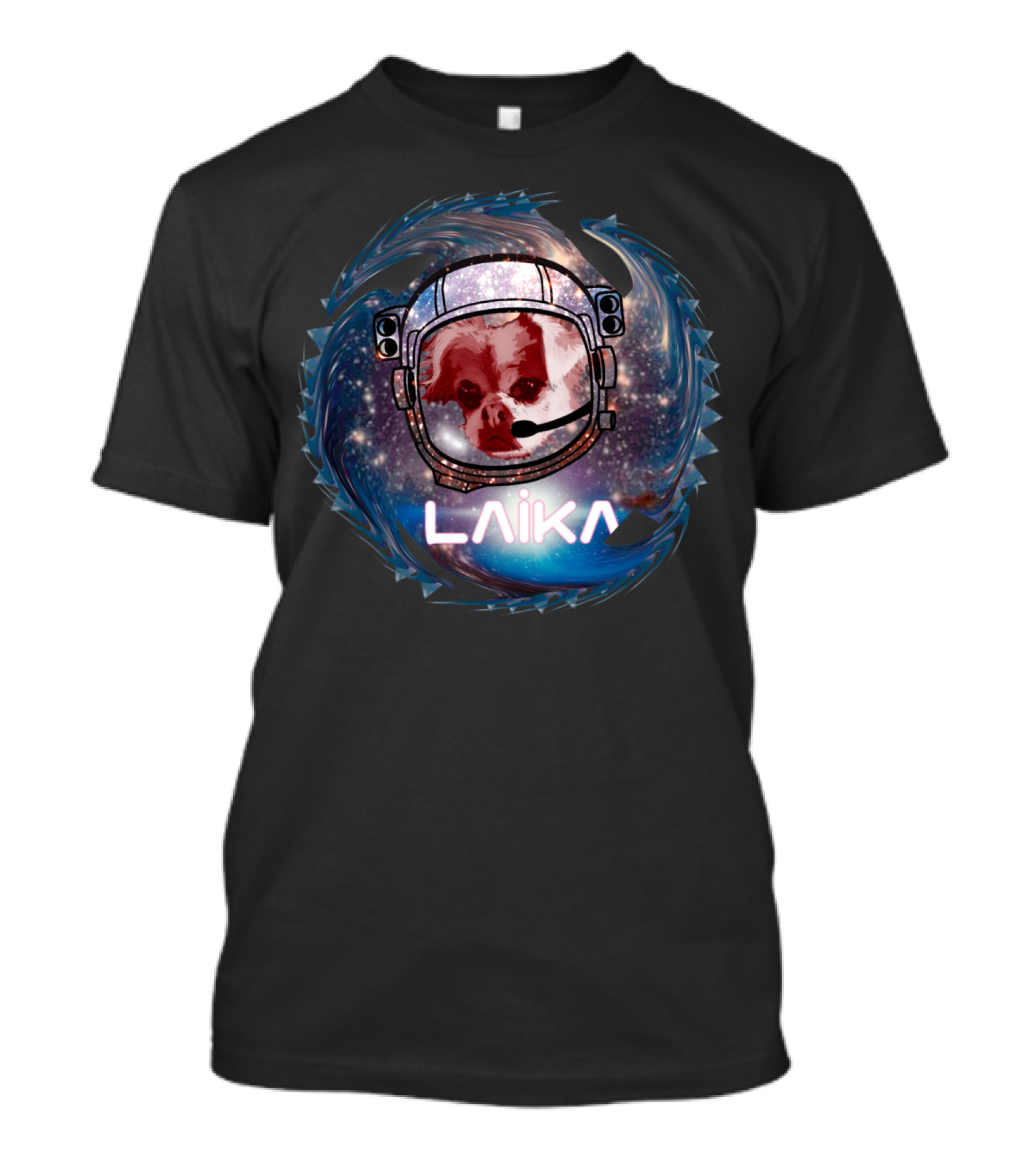 Laika Space Dog In Helmet Cosmic Swirl T-Shirt