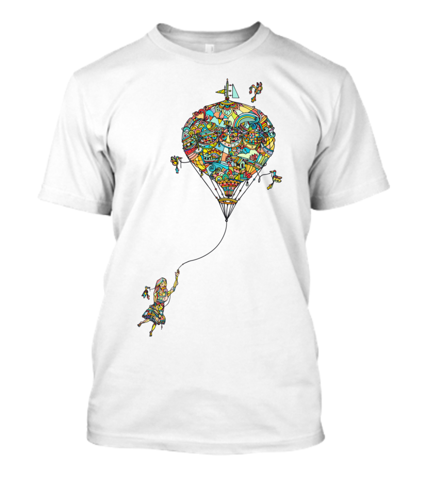 Balloon Girl Stained Glass Style Colorful Dreamscape T-Shirt