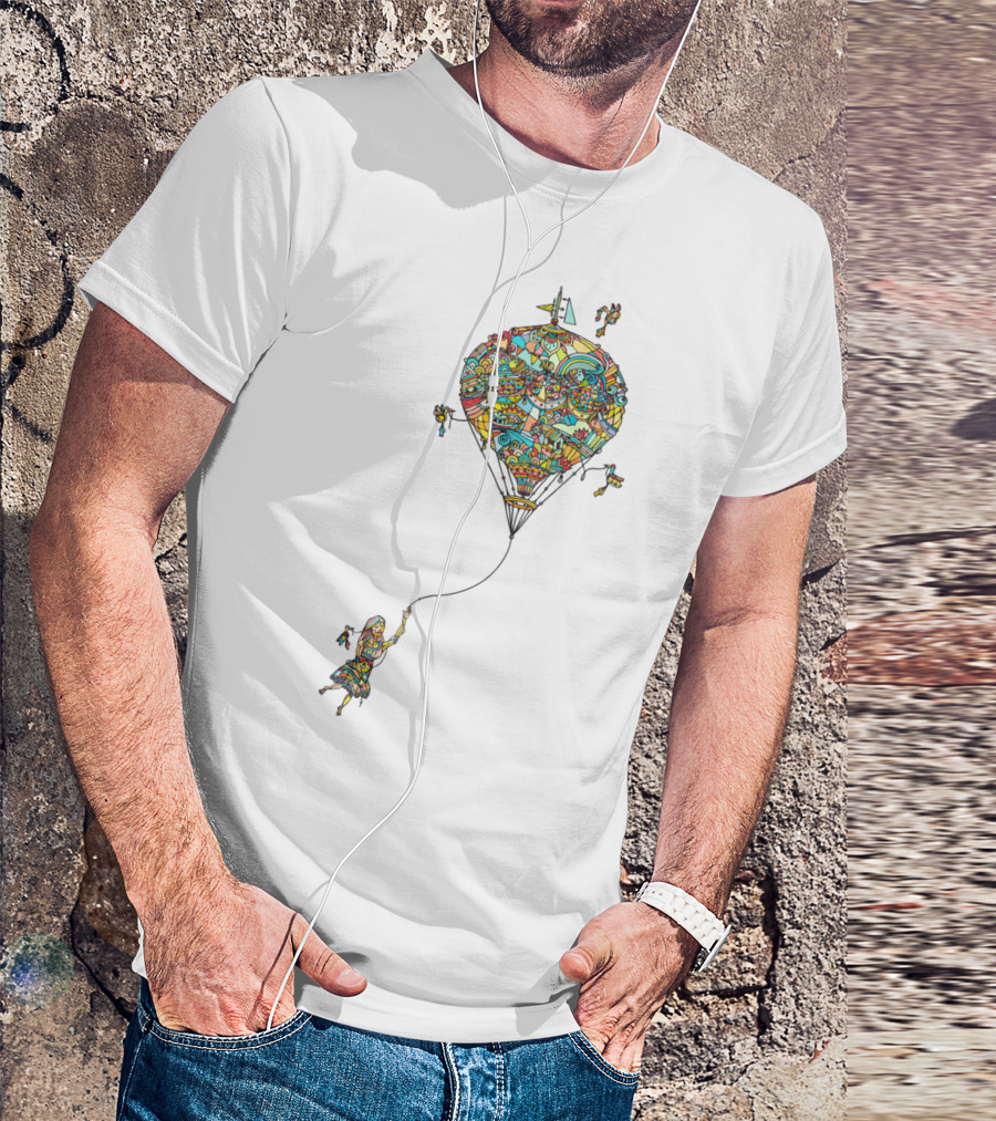 Balloon Girl Stained Glass Style Colorful Dreamscape T-Shirt