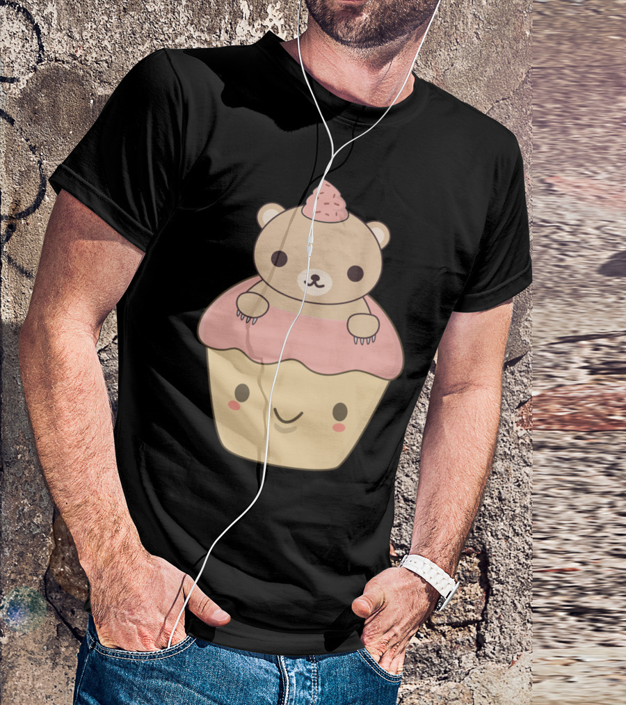 Brown Bear Cupcake Cute Dessert Character T-Shirt