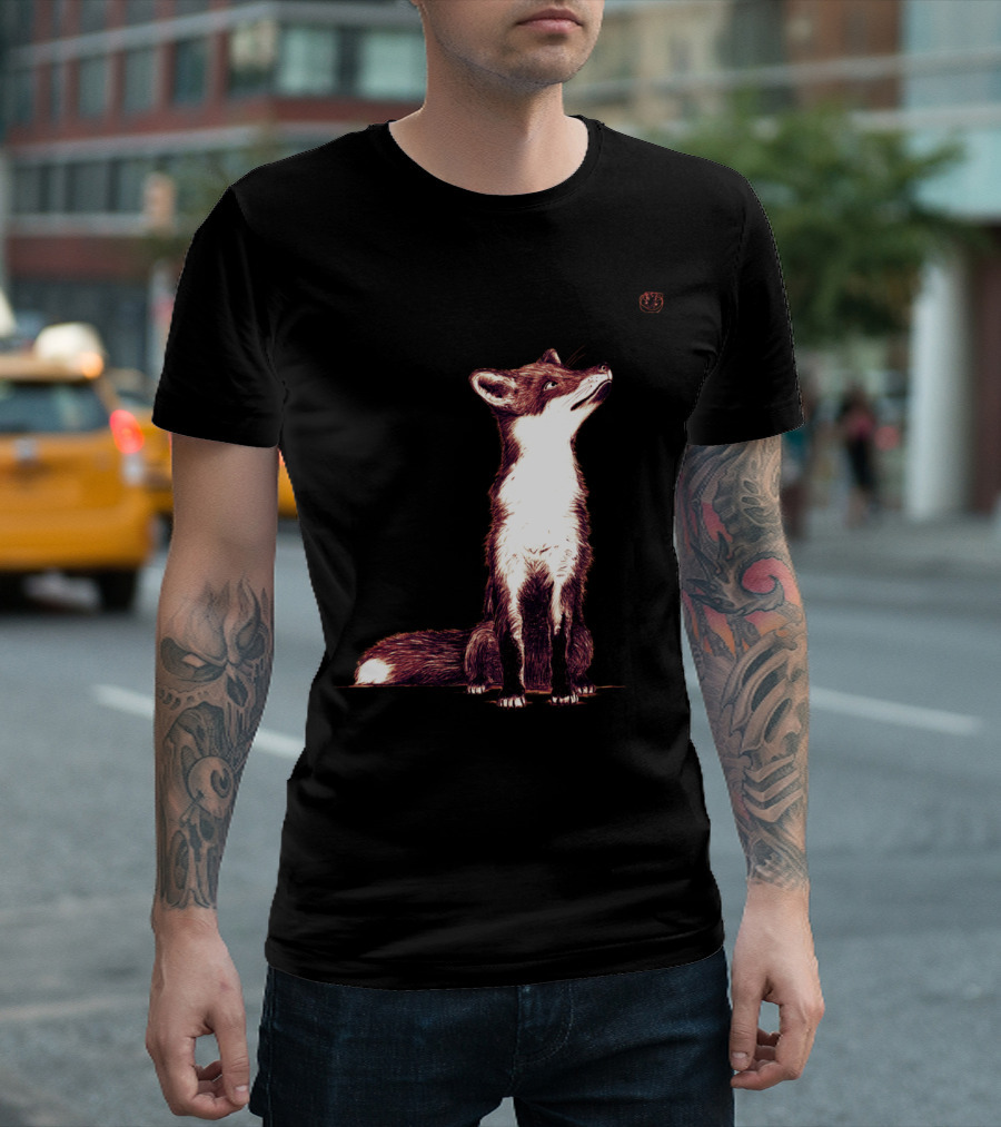 Brown Fox Looking Upward At Small Object T-Shirt