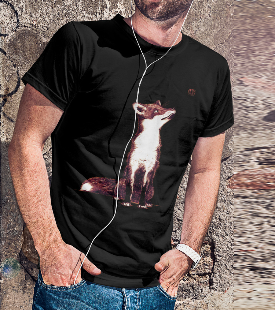 Brown Fox Looking Upward At Small Object T-Shirt