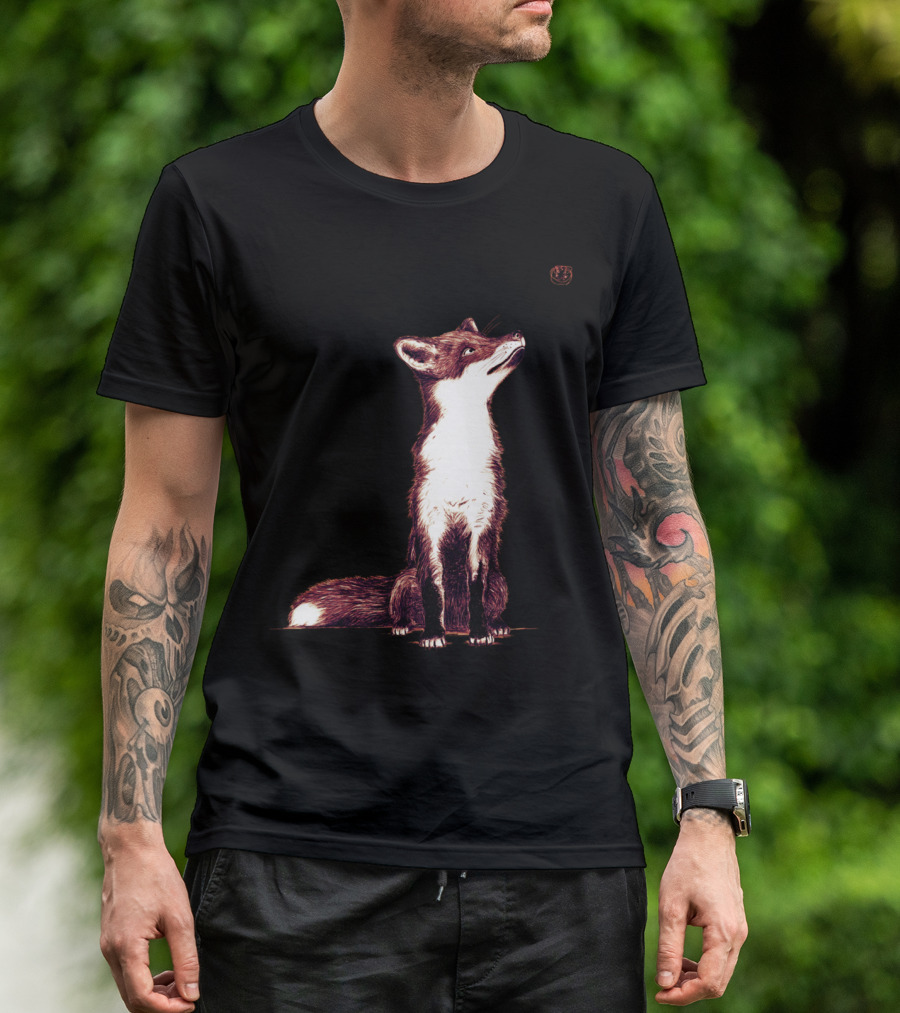 Brown Fox Looking Upward At Small Object T-Shirt