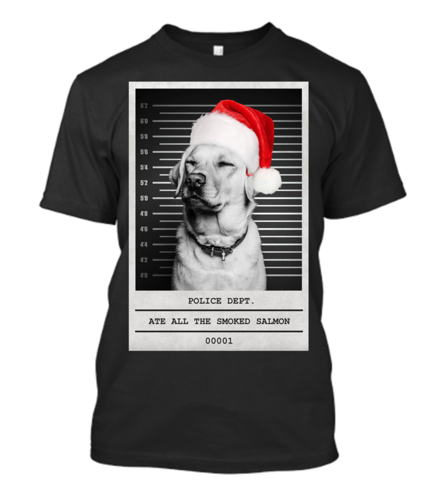 Police Dept Santa Dog Mugshot Ate All The Smoked Salmon T-Shirt