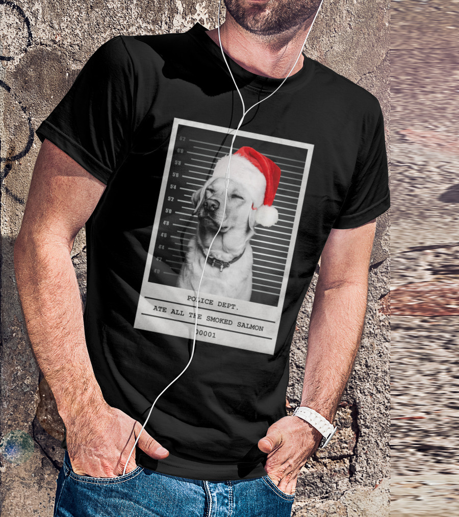 Police Dept Santa Dog Mugshot Ate All The Smoked Salmon T-Shirt