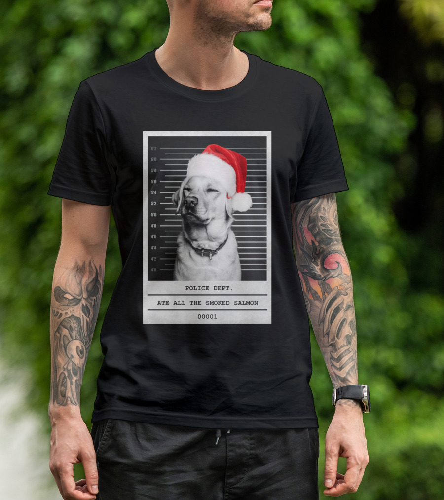 Police Dept Santa Dog Mugshot Ate All The Smoked Salmon T-Shirt