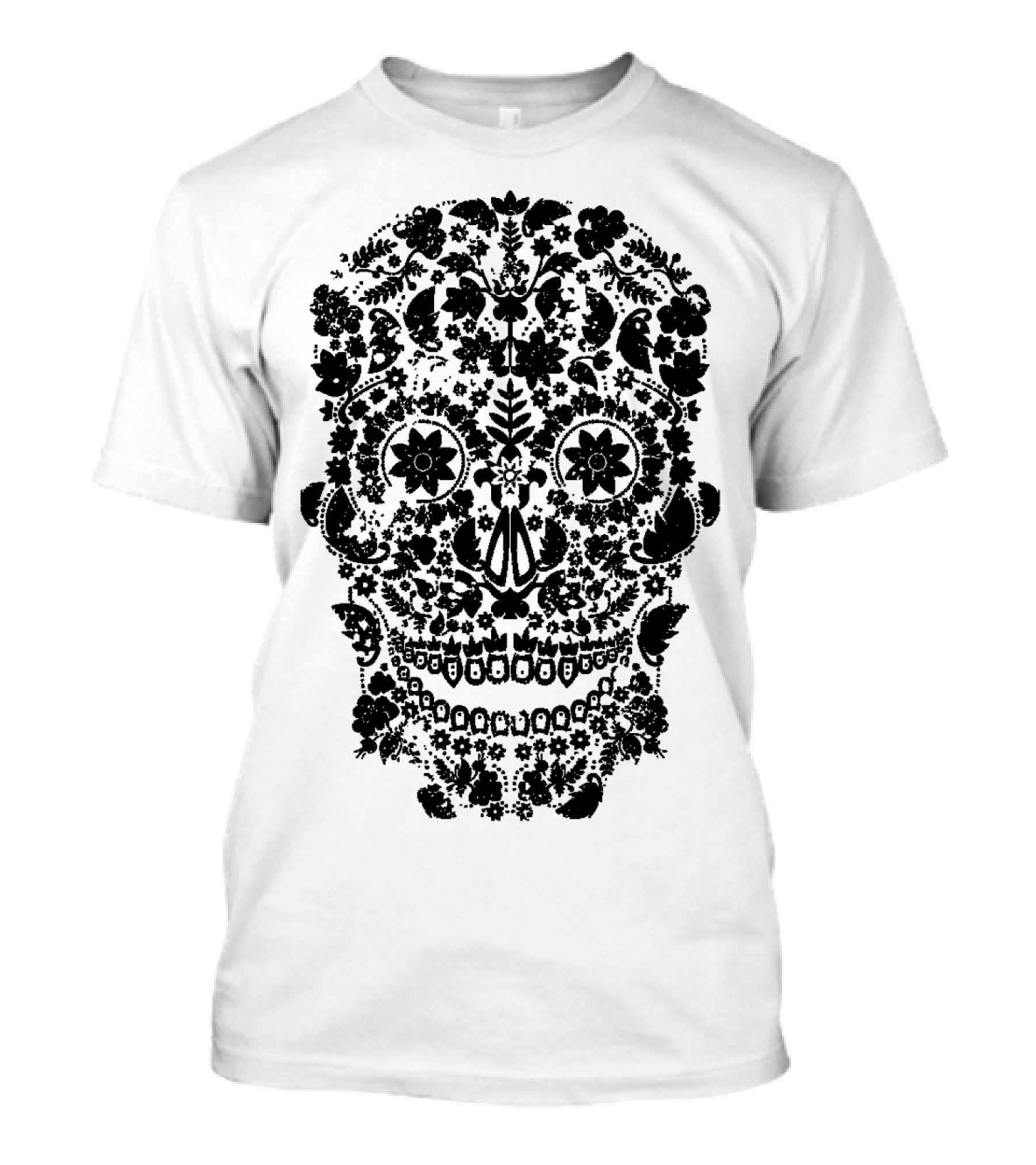 Day Of The Dead Distressed Skull Floral T-Shirt
