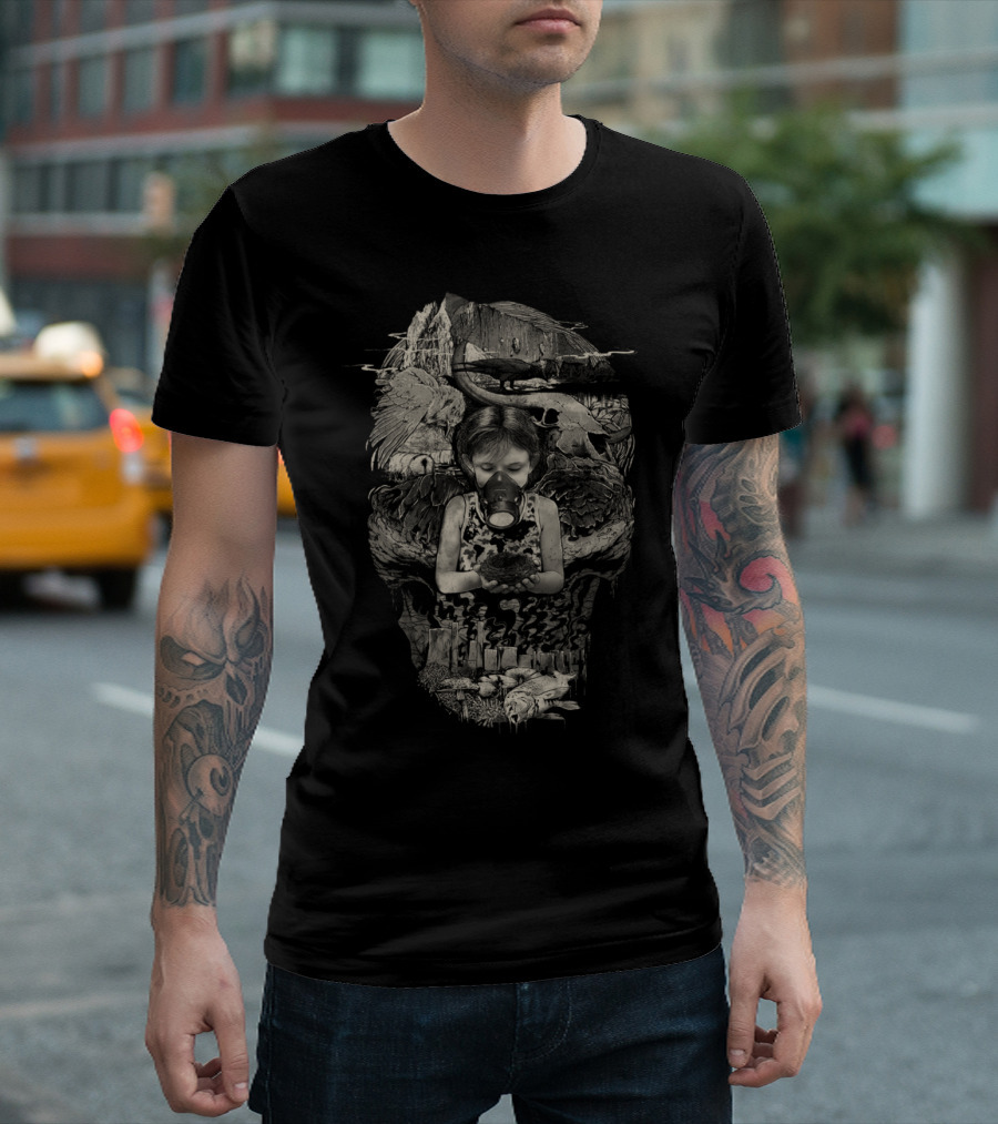 Unwanted Reality Gas Mask Child And Nature Surrealism T-Shirt