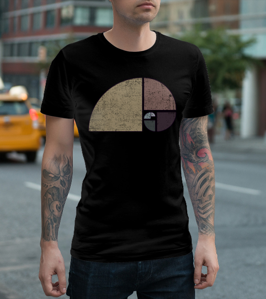 Distressed Fibonacci Spiral Geometric T-Shirt