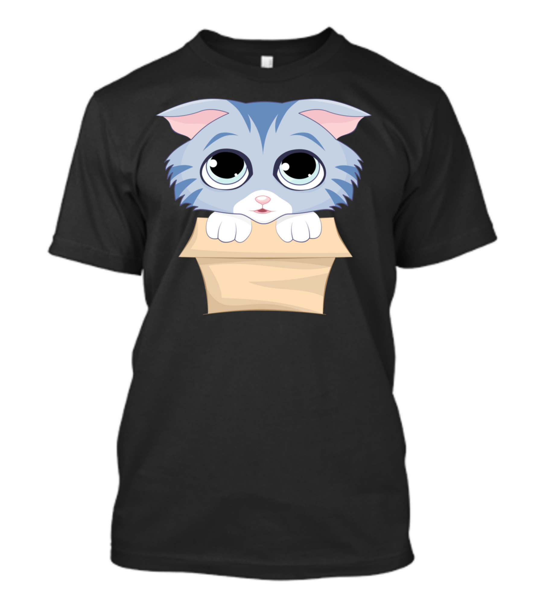 Cute Kitty In A Box Blue-Eyed Cat T-Shirt