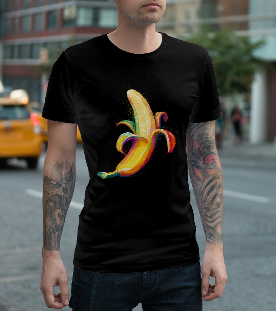 Bananar Rainbow Pop Art Style Fruity Vibes T-Shirt