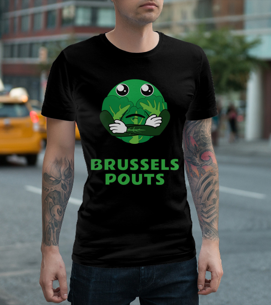Brussels Pouts Leafy Vegetable with Cartoon Eyes T-Shirt