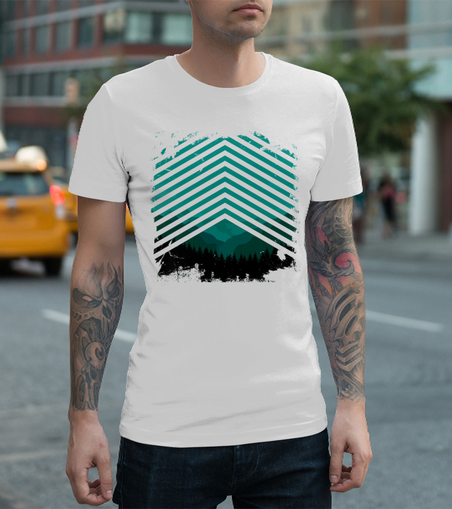 Environmental Condition Mountain Forest Chevron T-Shirt