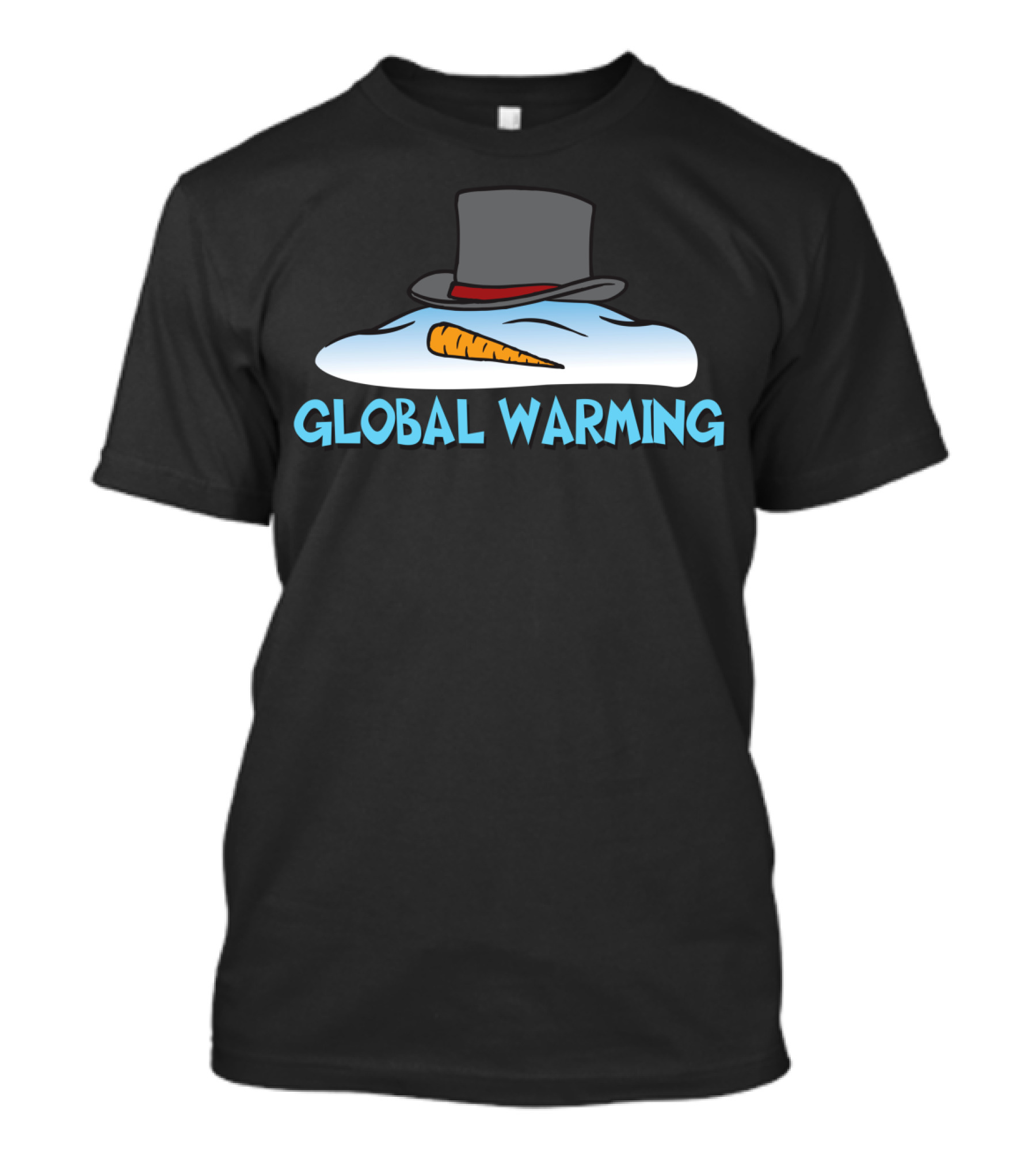 Global Warming Melting Snowman With Top Hat Carrot Nose T-Shirt