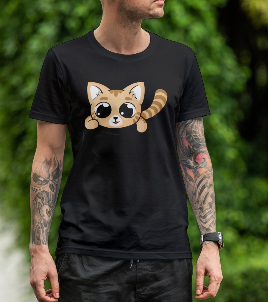 Cute Orange Cat In Pocket T-Shirt