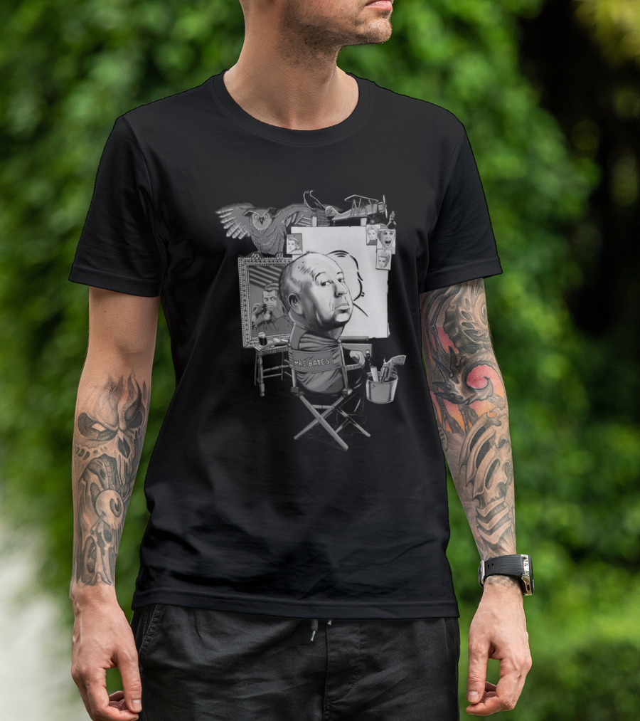 Sir Alfred J Mrs Bates Director Chair With Owl And Mirror T-Shirt