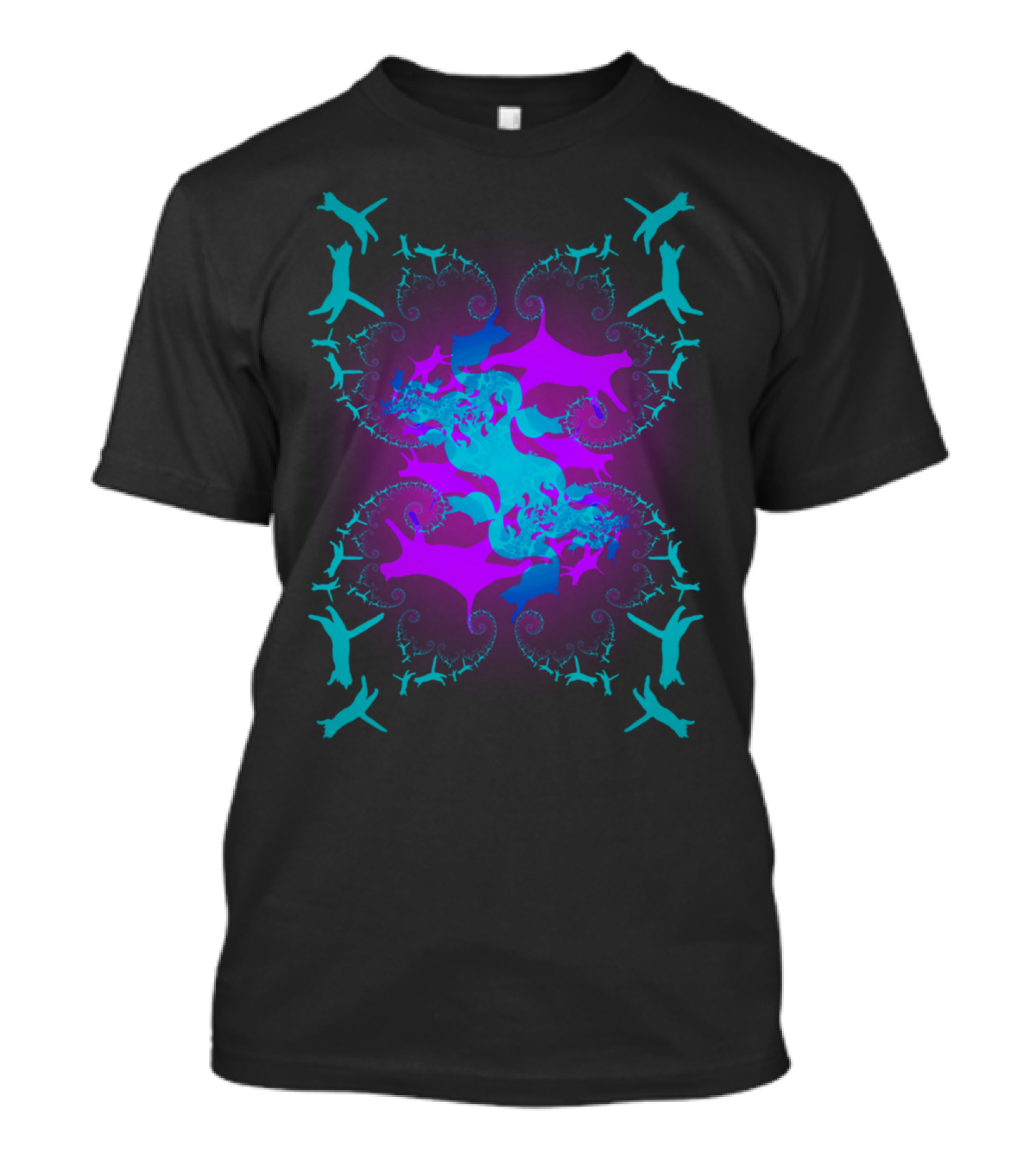 Fracatals Vibrant Cat Fractal T-Shirt