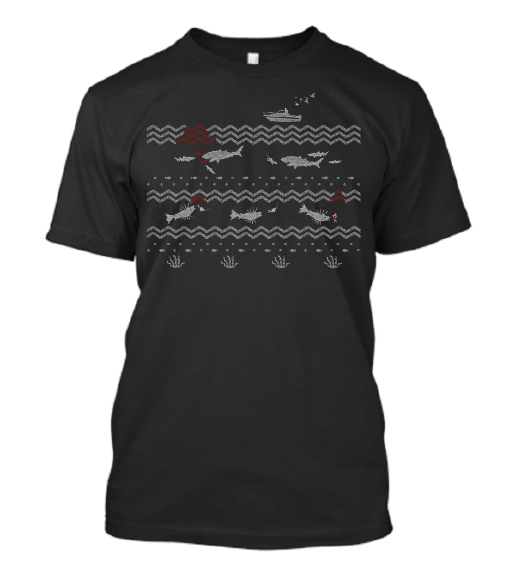 Diving Ocean Adventure With Sharks And Boat T-Shirt