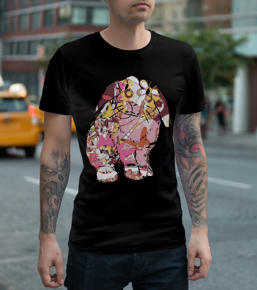 Cute Pink Colored Easter Bunny Pri Collage Floral T-Shirt