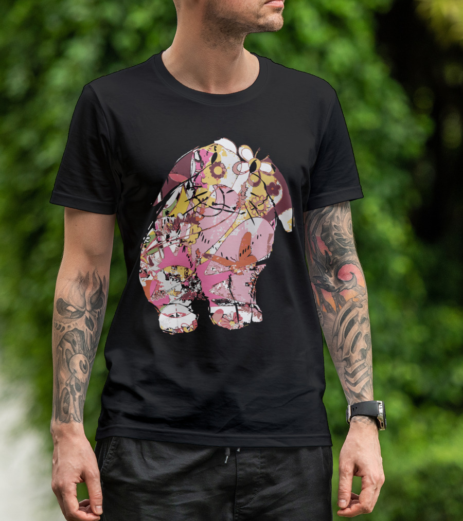Cute Pink Colored Easter Bunny Pri Collage Floral T-Shirt