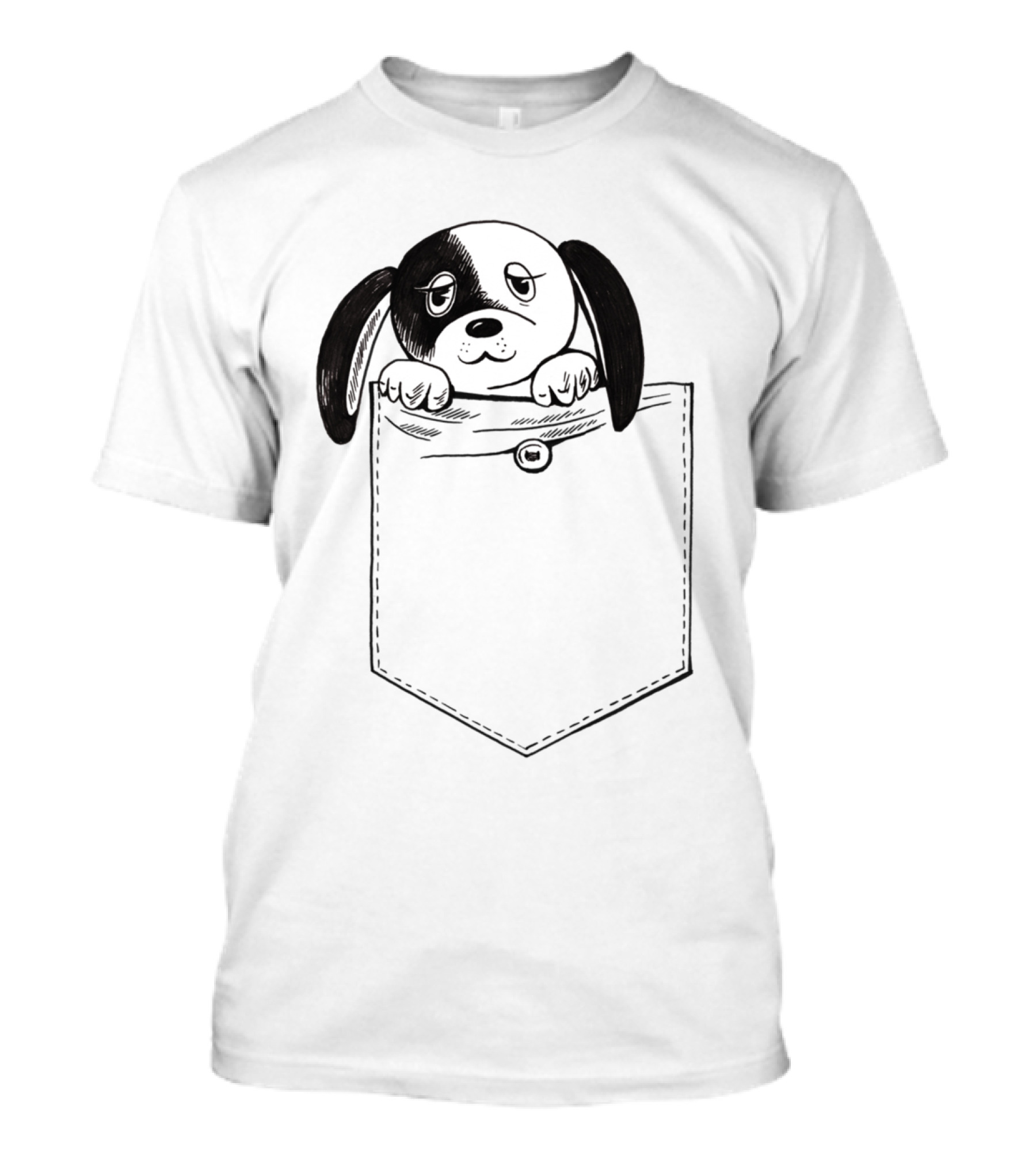 Cute Puppy Peeking From Pocket T-Shirt