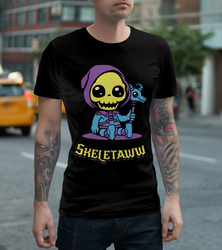 Skeletaww Cute Cartoon Skeletor Holding Staff T-Shirt