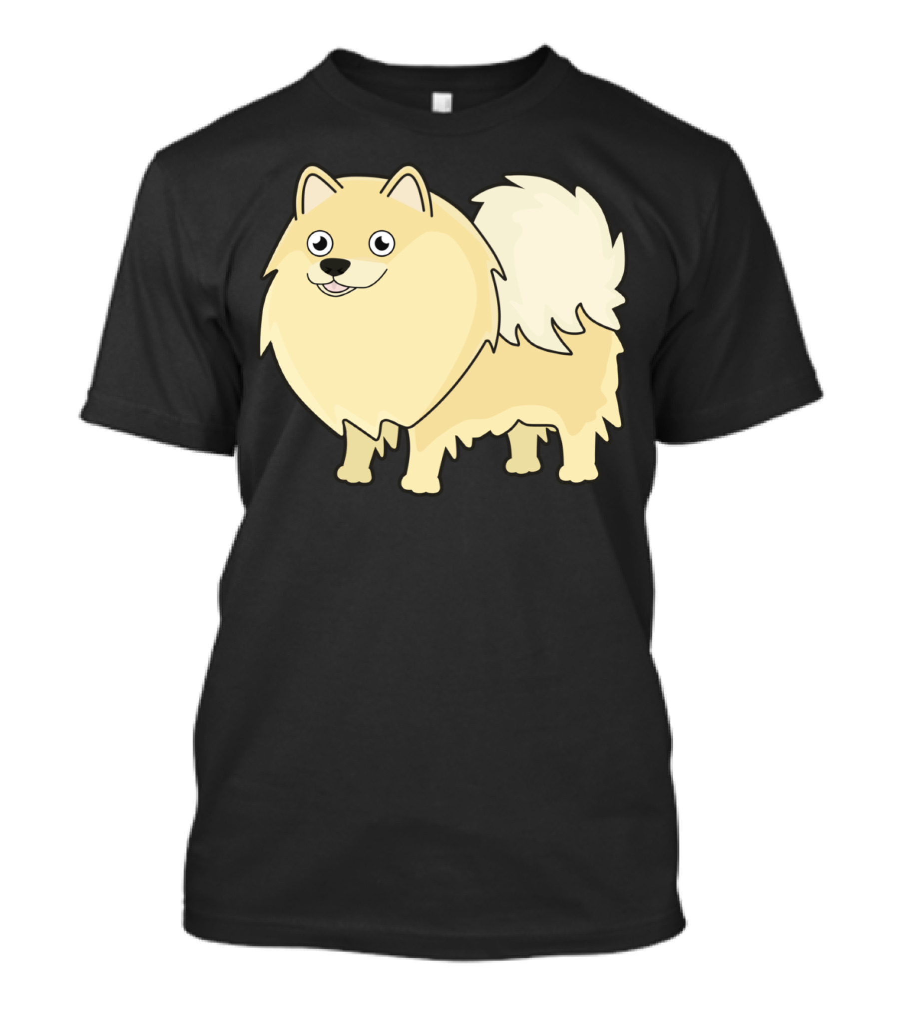 Cute Pomeranian T Graphic Happy Fluffy Cartoon Dog T-Shirt