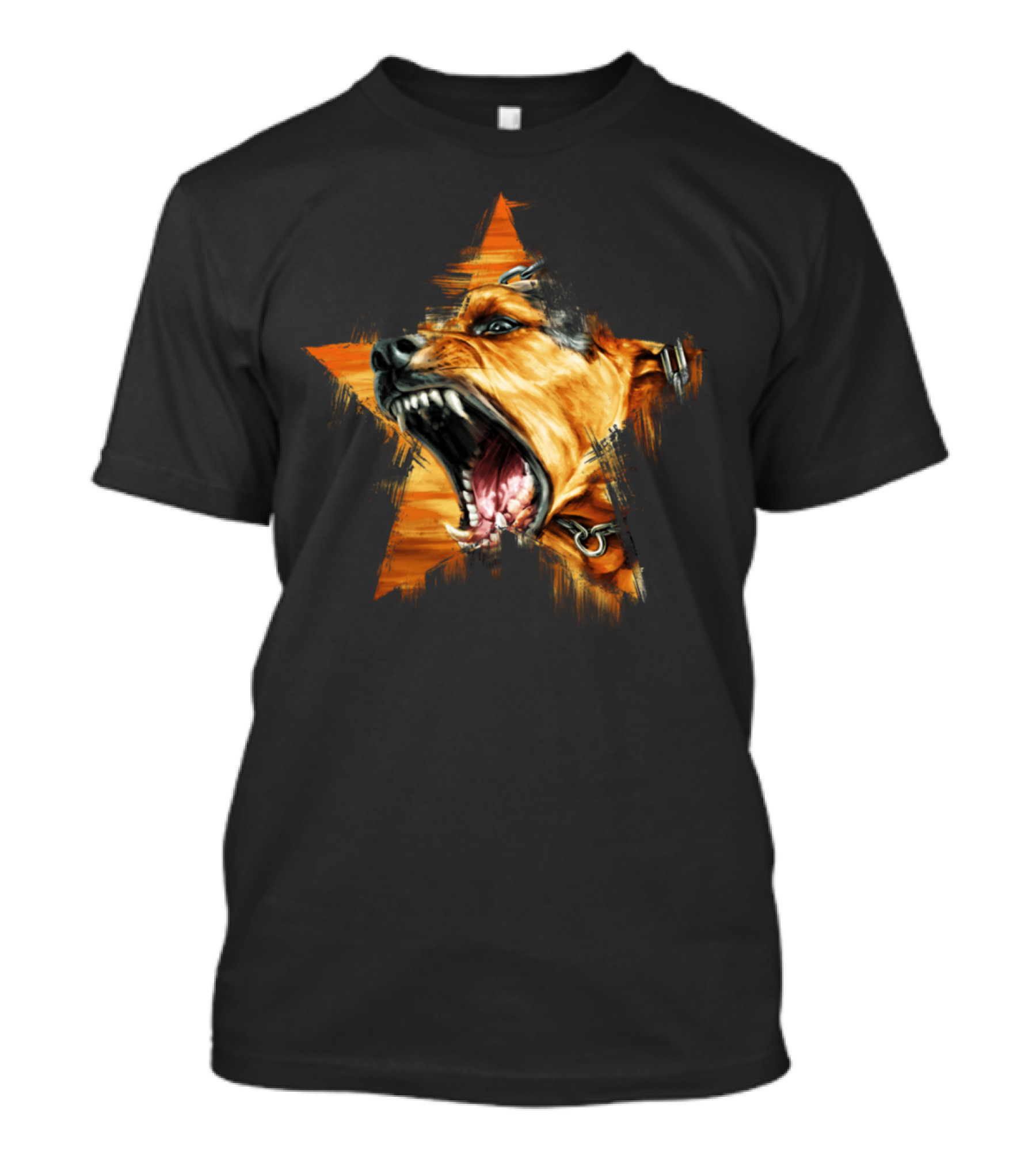 Barking Dog In Fierce Starburst Motif T-Shirt